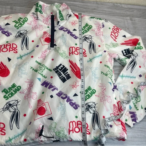 Space Jam: A New Legacy Looney Tunes White 1/4 Zip Collar Windbreaker Size Large - Picture 10 of 11